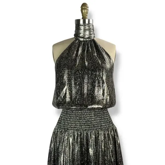New w/Tags RAMY BROOK NEW YORK silk metallic snakeskin print evening dress gown - Picture 9 of 17